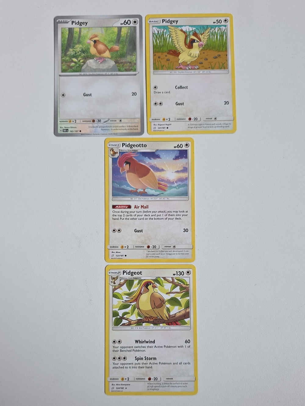 Pokemon Pidgey, Pidgeotto, And Pidgeot Trading Card